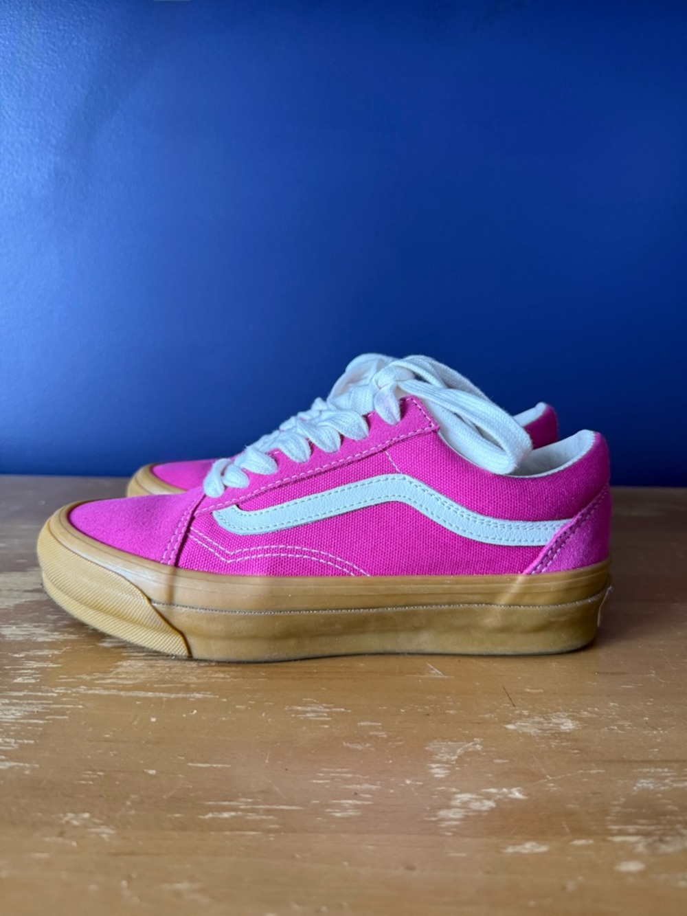 Vans Pink Canvas Low-Top Sneakers with White Trim